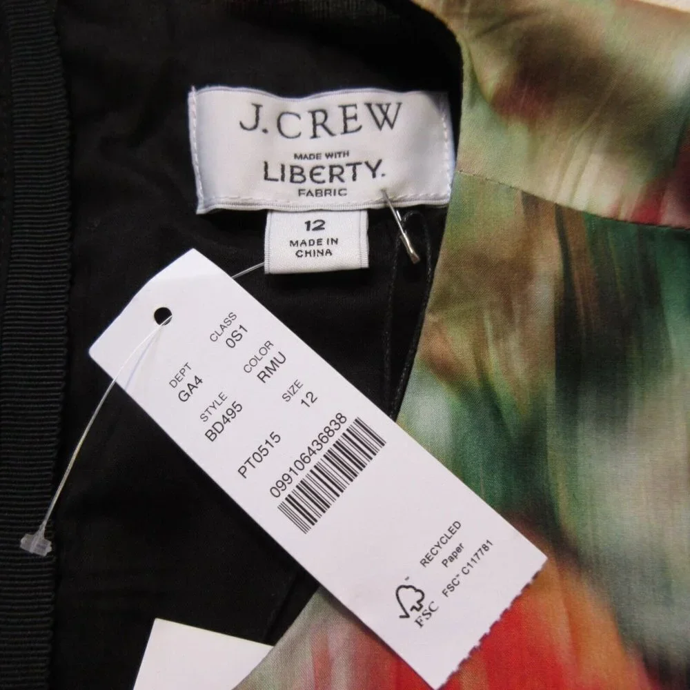 NWT J.Crew Cutout Dress in Red Multi Liberty® Hazy Days Floral 12